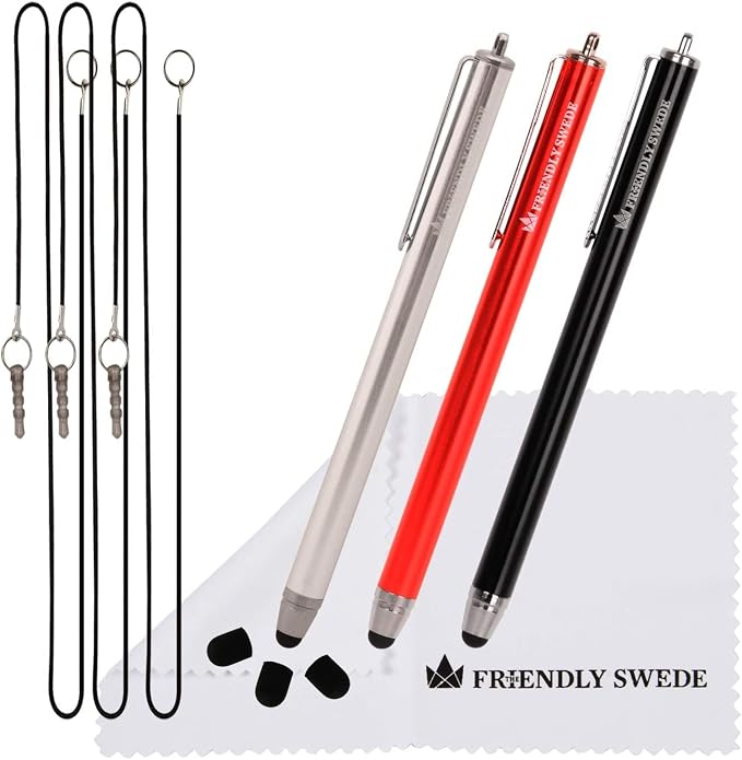 The Friendly Swede Stylus Pen for Touchscreen — 3-Pack 5.5" High Precision by TheFriendlySwede