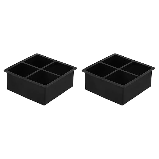 Amazon Basics Silicone Square Ice Cube Trays, 4.25 x 4.25 x 1.77 in by AmazonBasics