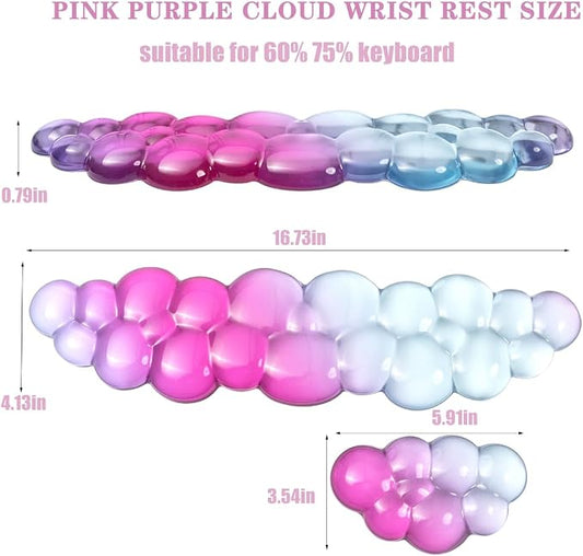 Ergonomic Cloud Silicone Gel Keyboard and Mouse Wrist Rest Set – Clear Wrist - Image 2
