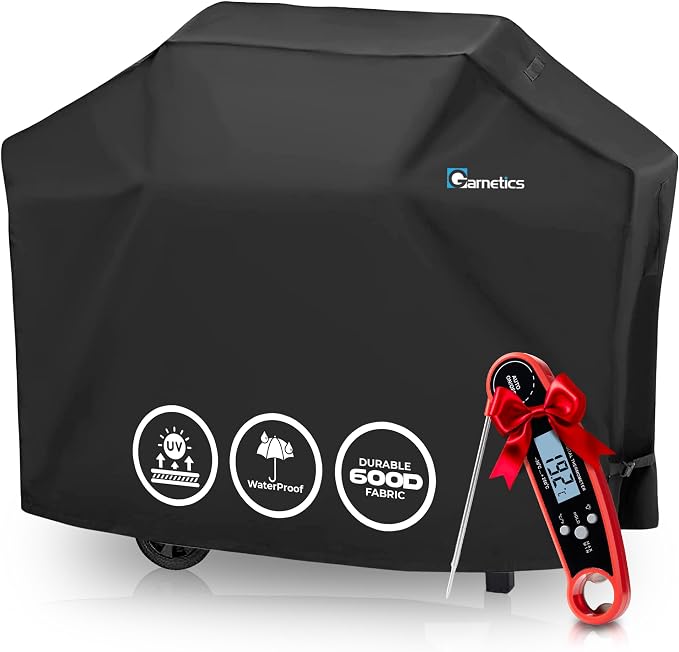 Grill Cover for Outdoor Grill 55 Inch – Bonus Meat Thermometer Included by Garnetics