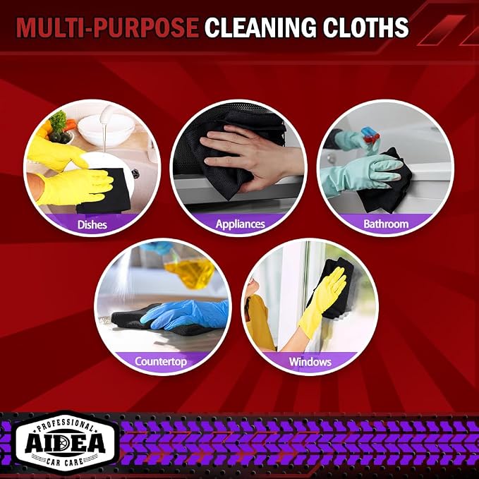 AIDEA Microfiber Cleaning Cloth Black 10PK, Microfiber Towels - Image 7
