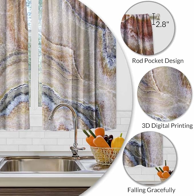 Onyx Marble Kitchen Curtains Nature Stone Surface Pattern Rock Granite Texture - Image 3