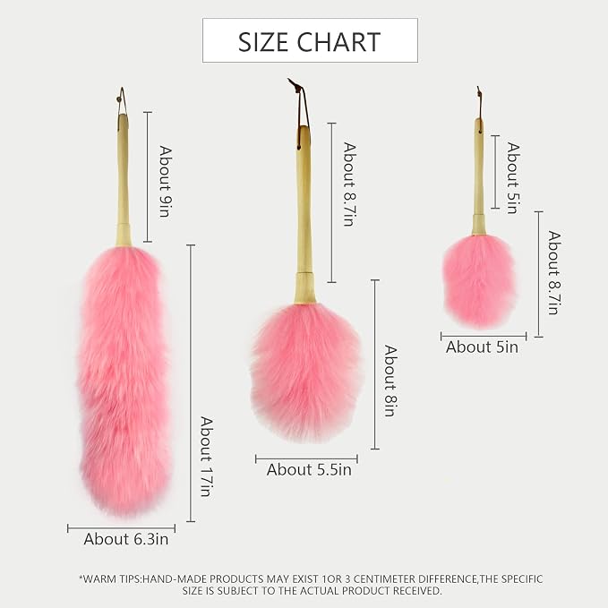 Lambswool Duster 14'' Length Solid Wooden Handle Leather Hang Strap - Image 2