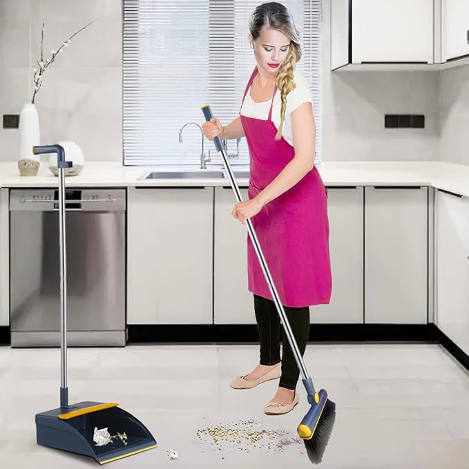 Broom and Dustpan Set for Home, Long Handle Dust Pan and Broom Combo for Indoor - Image 2