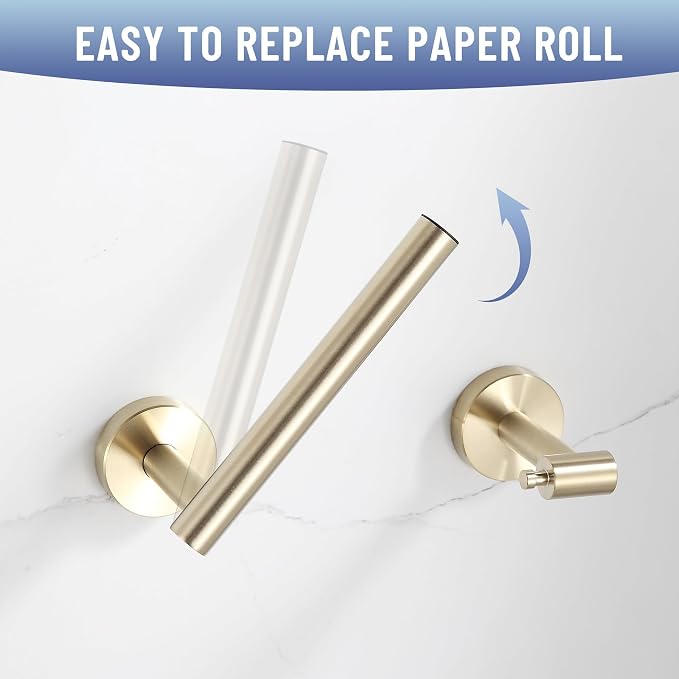 BVL Toilet Paper Holder Brushed Gold Wall Mount Stainless Steel 304 Large Mega - Image 2