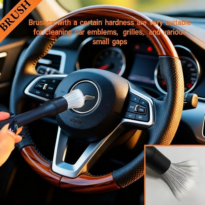 8 PCS Car Detailing Brush Set, Car Interior and Exterior Soft Bristle Cleaning - Image 6
