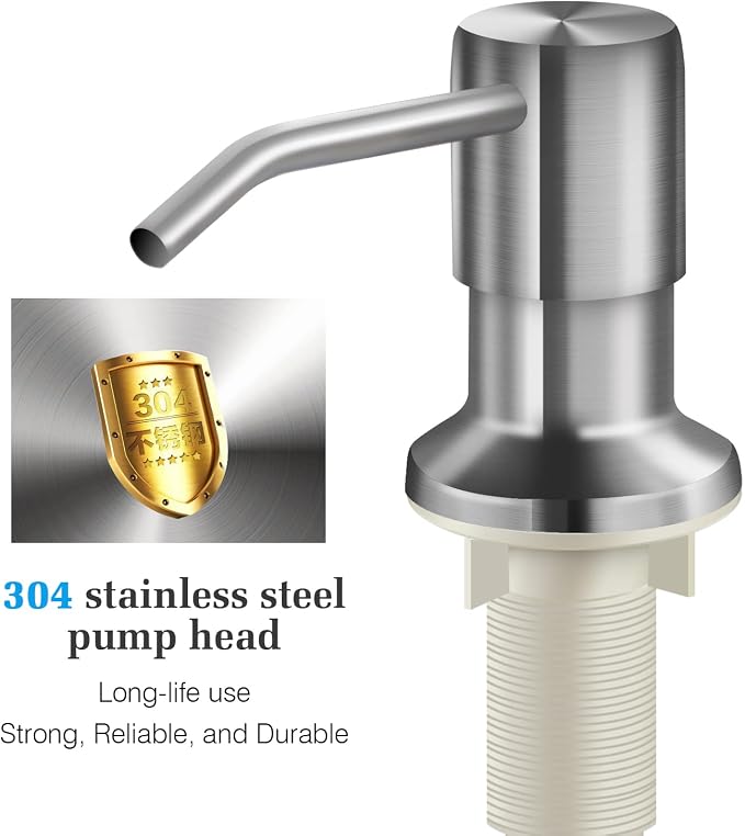 Soap Dispenser for Kitchen Sink and Extension Tube Kit, Stainless Steel - Image 4