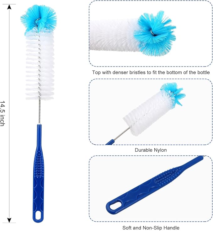 12pcs Glass Tube Pipe Cleaners Brush Kit, 14.5 inch Long Nylon Straw Brush - Image 3