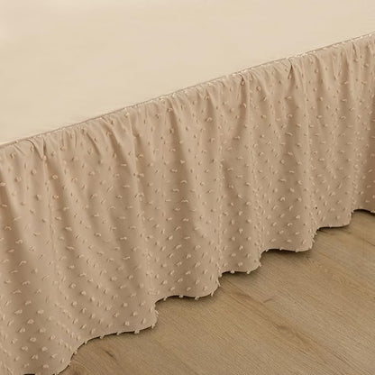 Tufted Dot Bed Skirt Queen Size,Ruffled Bed Skirt with Split Corners, Queen Bed Skirt 16 Inch Drop, Boho Queen Size Bed Skirt Camel for Ruffled Bed Skirt with Split Corners, Bed Skirt Queen Size