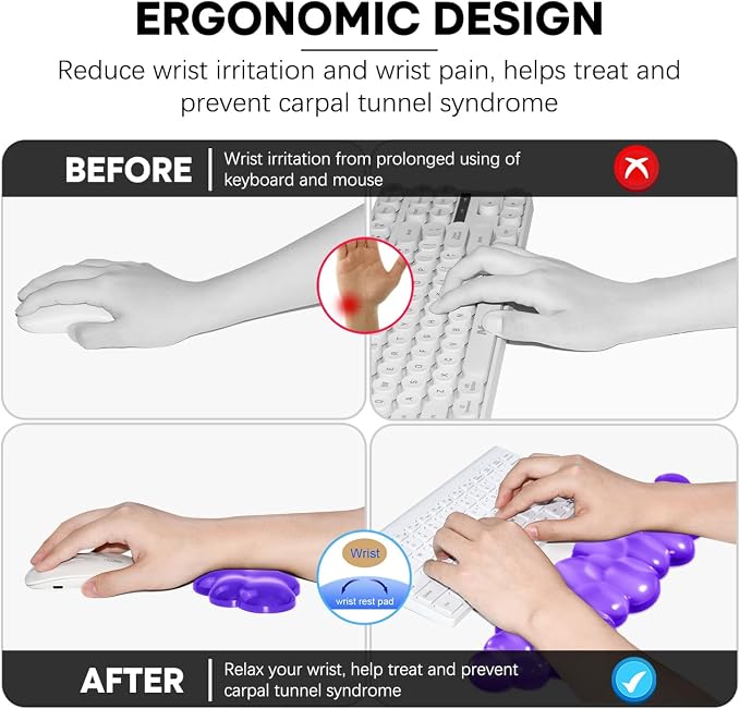 JIKIOU Clear Gel Wrist Rest for Keyboard and Mouse, Cool Silicone Mouse Wrist - Image 5