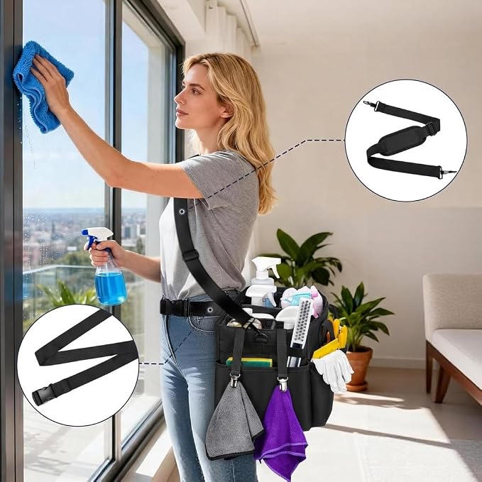 Ytonet Wearable Cleaning Caddy Bag, Large Cleaning Supplies Organizer - Image 2