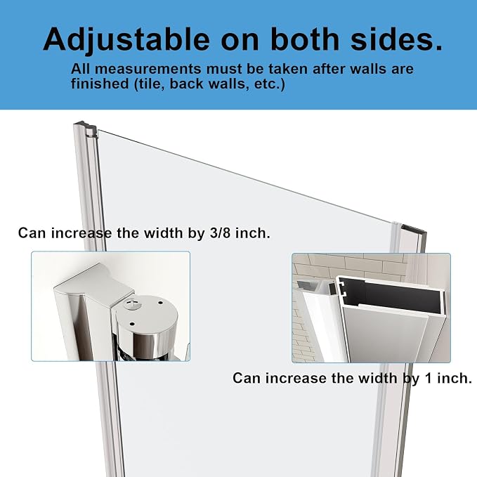 30-31.4" W x 72" H Shower Door, Royal Guard Frameless Pivot Shower Door - Image 3
