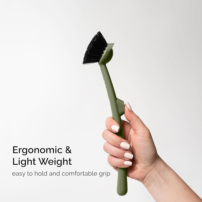 Earth & Mango Magnetic Dish Brush & Scraper, Snaps to Sink, Non-Scratch - Image 4