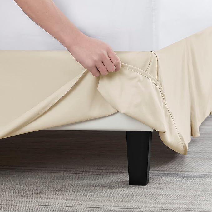 Nestl Cream Twin Bed Skirt - Twin Size 14 Inch Drop - Brushed Microfiber Hotel Quality Pleated Bed Skirt - Shrinkage & Fade Resistant