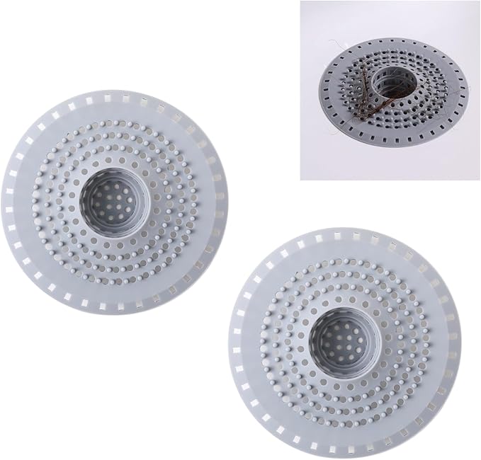 Grey Drain Hair Catcher Shower Drain Cover Hair Catcher Bathtub Drain Hair by LOLOLE