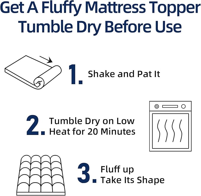 Mattress Topper California King for Back Pain, Extra Thick Mattress Pad Cover, Plush Pillow Top, Deep Elastic Pocket, Navy