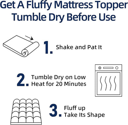 Mattress Topper California King for Back Pain, Extra Thick Mattress Pad Cover, Plush Pillow Top, Deep Elastic Pocket, Navy