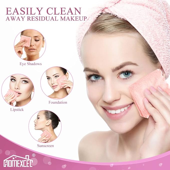 HOMEXCEL Premium Makeup Remover Cloth 24 Pack, Reusable Super Soft 7 x 7 Inch - Image 3
