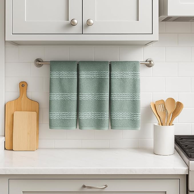 Sage Green Kitchen Dish Towels: 100% Cotton Cloth Soft Cleaning Drying - Image 6
