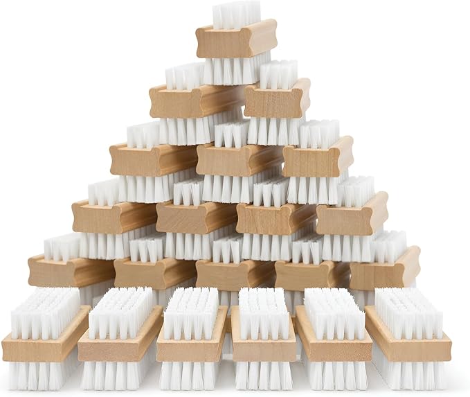 LOLA Classic Hand & Nail Wood Brush, 3 Pack, Heavy Duty 2 Sided Soft & Stiff by LolaProducts