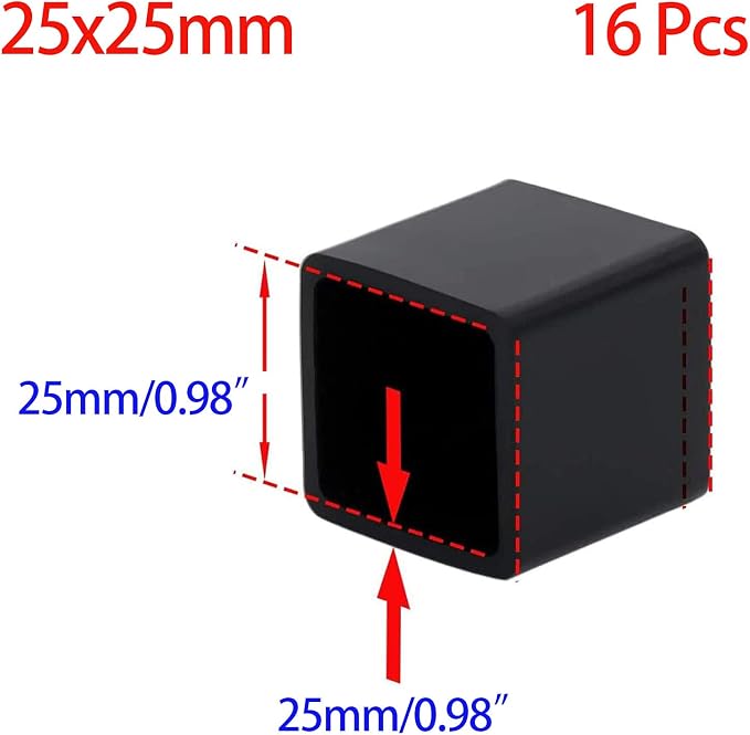 Still Awake 16 Pcs Black Square Anti-Slip Rubber Leg Tips Chair Leg Caps - Image 2