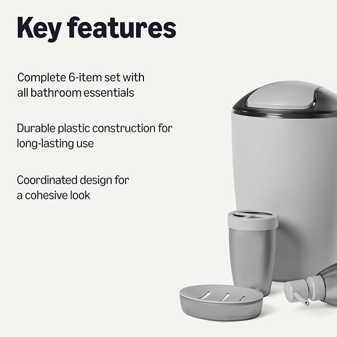 Amazon Basics 6-Piece Bathroom Accessory Set - Image 2