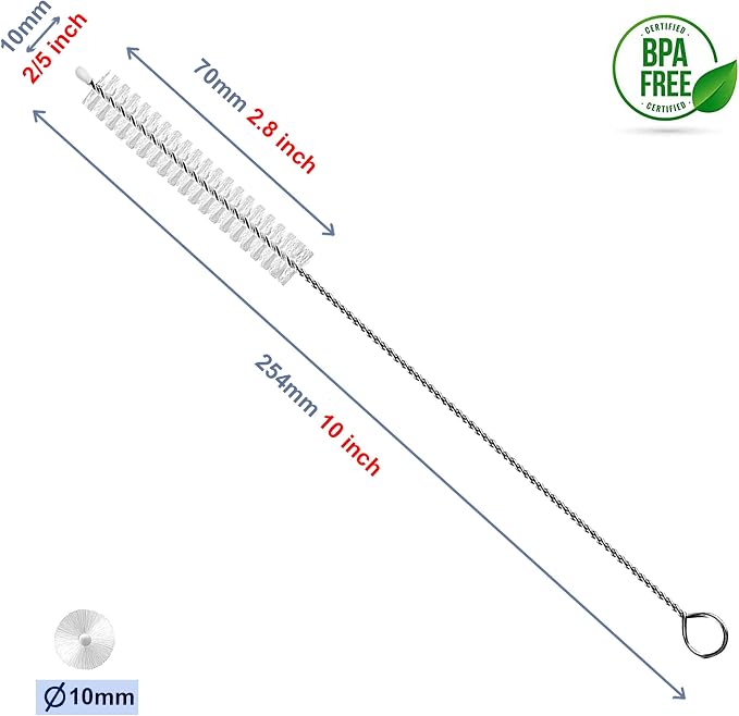 Long Straw Cleaner Brush Extend 10 inch, Wide 10mm diam Pipe Cleaners, Long - Image 2