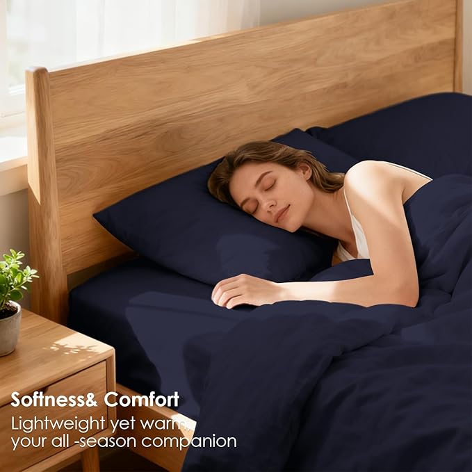 California King Sheet Set Deep Pocket - 4 Piece Silky Soft Breathable Bed Sheet & Pillowcase Set, Hotel Luxury Wrinkle Free Cooling Bedding Sheets Cal King Size, Dark Blue