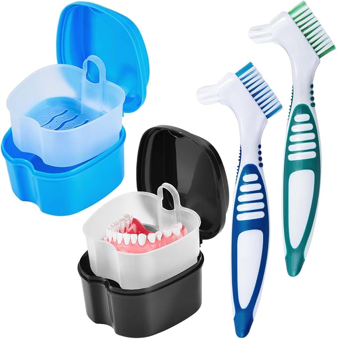 2 Pack Denture Bath Case Cup Box Holder Storage Container by KISEER