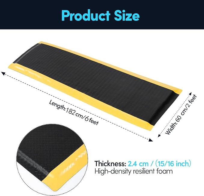 2 x 6 FT Anti Fatigue Mats Industrial 15/16 Inch Thick Soft Sponge Ergonomic - Image 2
