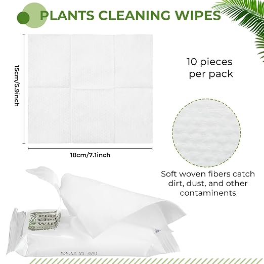 Nuanchu 8 Pack Plants Cleaning Wipes and 1 Pair Microfiber Dusting Gloves Based - Image 3