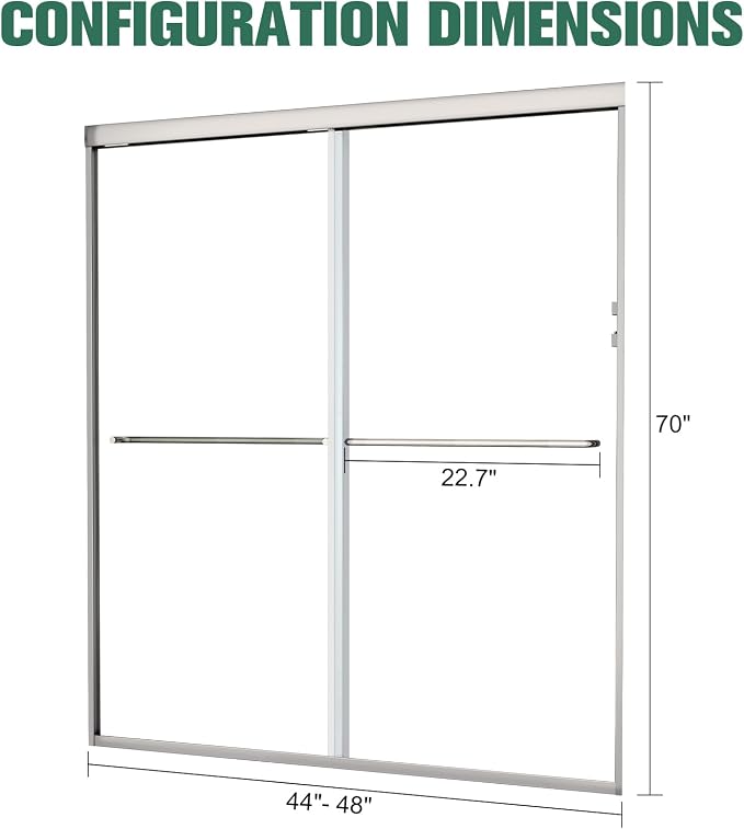 Bypass Glass Shower Door 50-54" W x 70" H - Image 7
