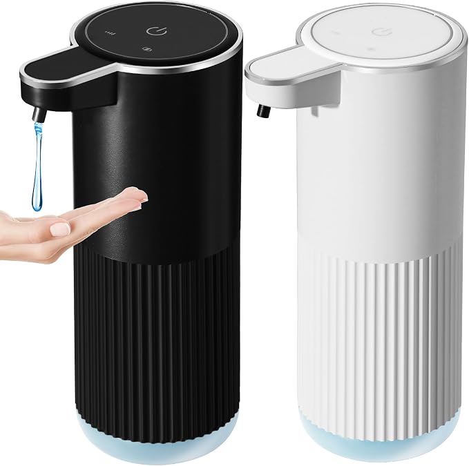Automatic Soap Dispenser, 2 Pack Black and White Touchless Liquid Soap by RYTOXILOBrightenUpYourHome