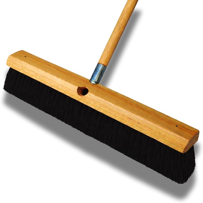 Bon Floor Broom 18 in. with 3 in. Black Horsehair Bristles and 5 ft. Wood Handle by BonTool
