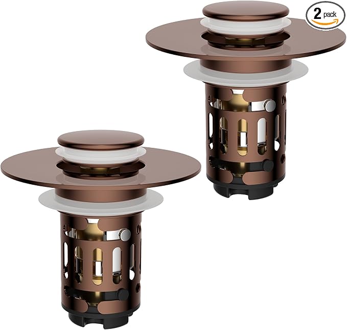 Hibbent 3 Pack 3 in 1 Bathroom Sink Drain Strainer, Universal Pop Up Stopper by Hibbent
