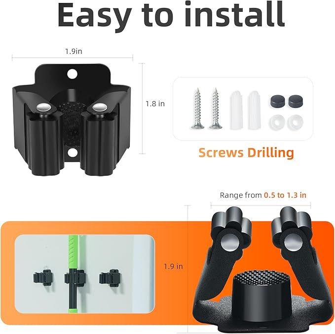 8 PCS Broom Holder Wall Mount, Upgraded Heavy Duty Mop and Broom Holder Wall - Image 5