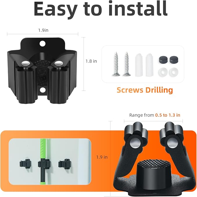 12 PCS Broom Holder Wall Mount, Upgraded Heavy Duty Mop and Broom Holder Wall - Image 4