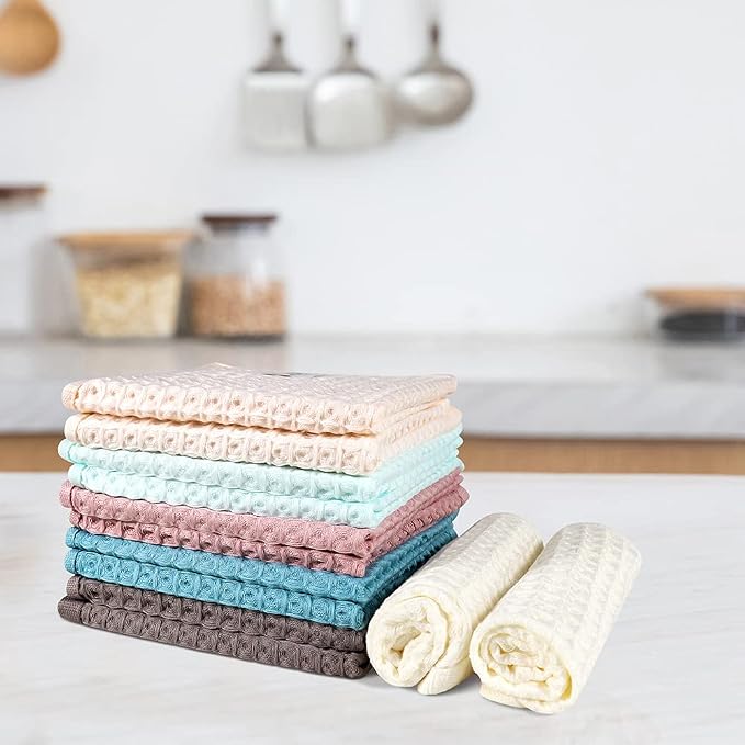 12 Pcs 13" x 13" Waffle Weave Kitchen Dish Cloths Set, 100% Cotton Super - Image 6
