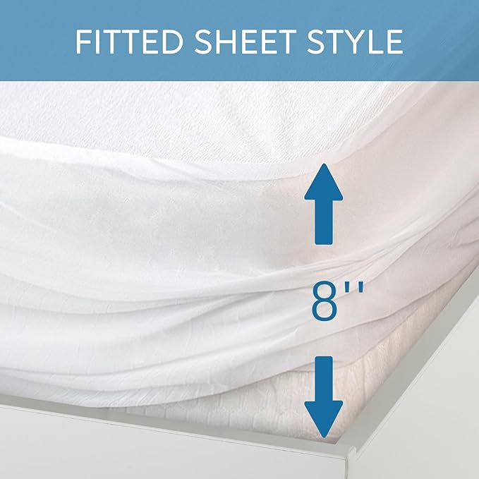 Sleeper Sofa Full Terry Mattress Protector Waterproof for 54''×72'' up to 8'' Depth, Ultra Soft & Breathable Smooth Top Fitted Mattress Cover Skin-Friendly Machine Washable