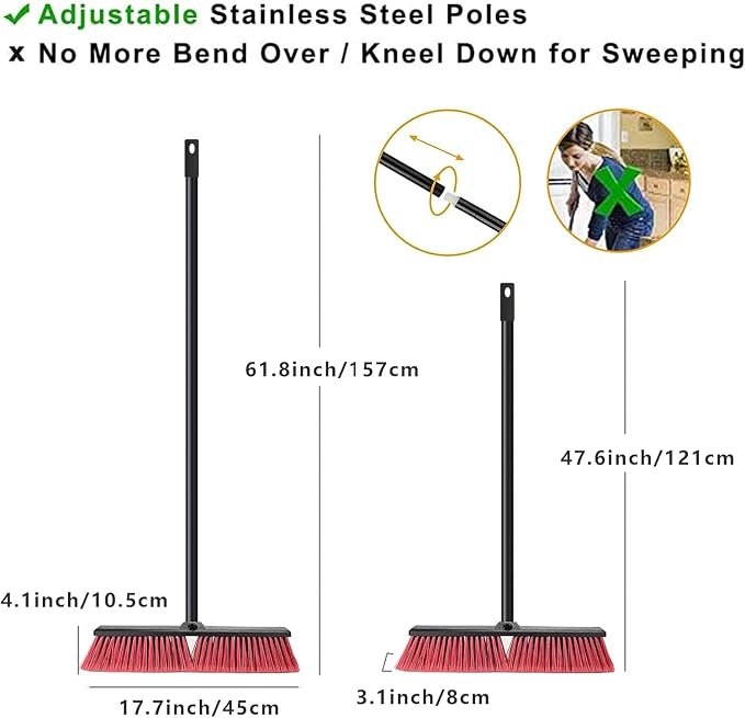 18" Push Broom Outdoor Heavy Duty, Snow Broom - Image 5