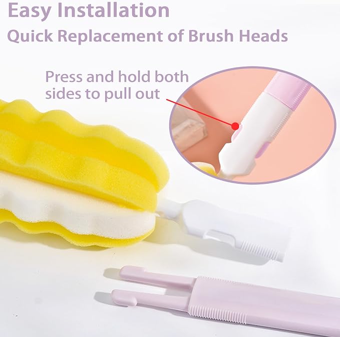 INVODA Bottle Brush 4Pack Long Handle Cup Cleaner Brush Whit Straw Brushes - Image 4