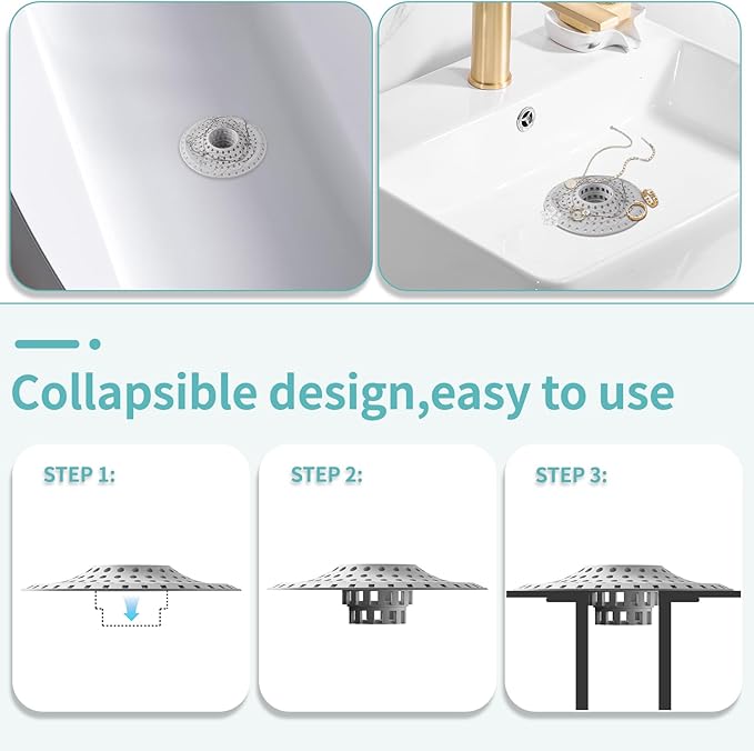 Bathtub Drain Hair Catcher, Silicone Tub Hair Catcher Drain Protector, - Image 4