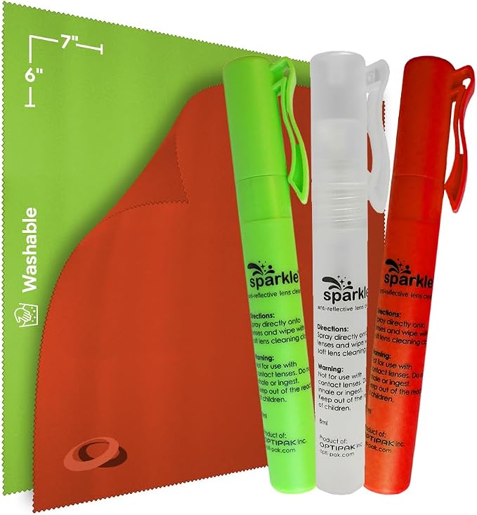 Sparkle Anti-Reflective Safe Pen Lens Cleaner Spray kit by OPTIPAK