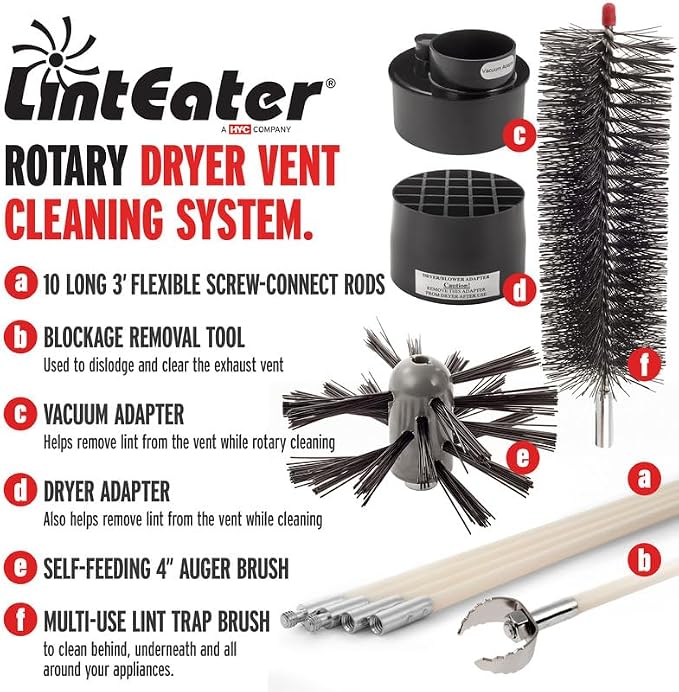 RLE30 LintEater Rotary Dryer Vent Cleaning System, Removes Lint, Extends Up to - Image 5