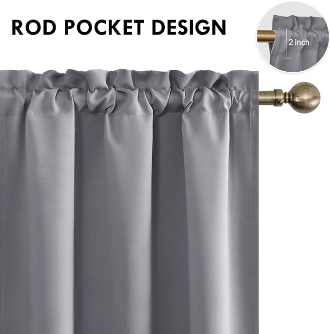 DWCN Grey Room Darkening Blackout Curtains - Image 4