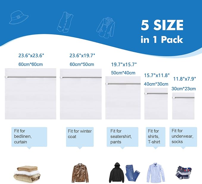 5Pcs Laundry Bags Mesh Wash Bags, Delicate Laundry Bags - Image 6