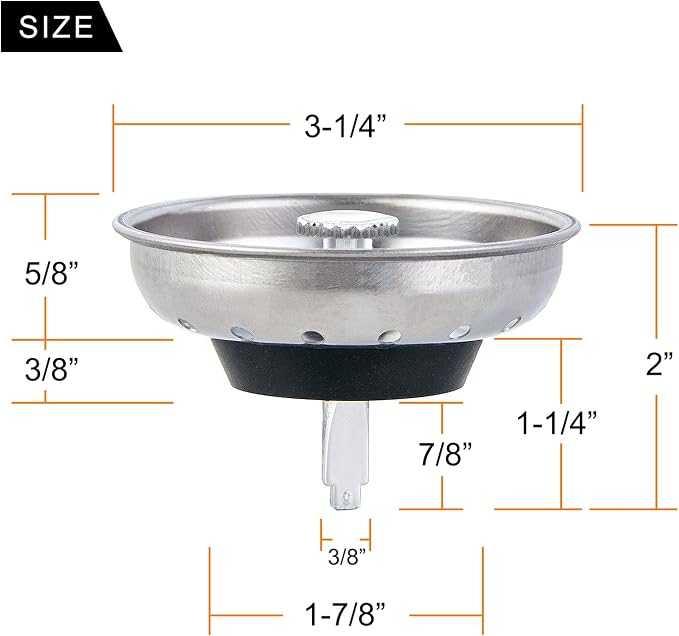 2 PCS Kitchen Sink Strainer and Stopper Combo Basket Replacement - Image 2