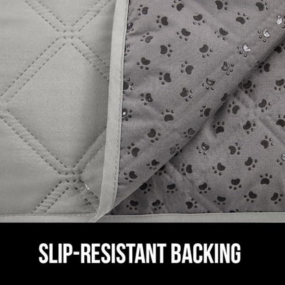 GORILLA GRIP Waterproof Bed Cover for Dogs, 82x82, Gripped Slip Resistant Backing, Leak Proof Washable Dog Blanket Covers Sofa, Couch, Sectional, Crate, Car, RV Seats, Pet Puppy Essentials, Light Gray