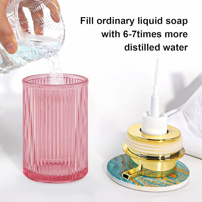 Pink Foaming Soap Dispenser, 12 Oz Glass Foaming Hand Soap Dispenser - Image 5