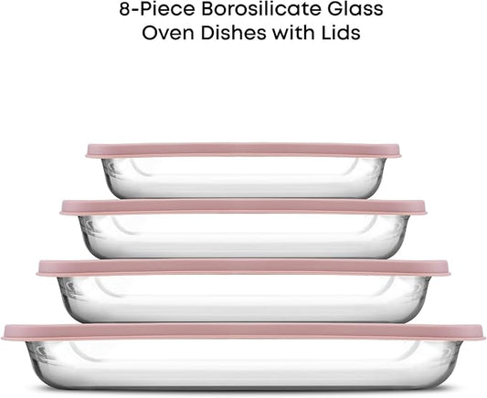 JoyJolt 8-Piece Borosilicate Glass Oven Dishes - Image 2